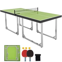 Soozier 6x3 ft Compact Midsize Table Tennis Table Multi-Use Family Ping-pong Table Free Standing Folding Green(m-13)