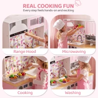 Qaba Play Kitchen, Kids Kitchen Playset with Coffee Maker, Ice Maker, Clicking Knobs, Storage, Accessories for 3-8 Years(m-4)