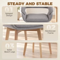 HOMCOM Dining Chairs Linen Fabric Upholstered Ergonomic Kitchen Chairs Beech Wood Legs Set of 2, Light Grey(m-5)