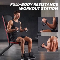 Soozier Adjustable Weight Bench for Home Gym, Foldable Incline Decline Bench Press with Resistance Bands, 7-Position Backrest(m-7)