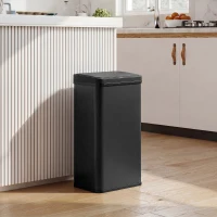 HOMCOM 13.2 Gal (50 L) Automatic Garbage Can w/ Soft-Close Lid, Trash Can with Fingerprint Resistant Stainless Steel, Black(m-8)
