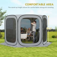 Outsunny 11 x 11ft Pop Up Screen Tent, UPF50+ Portable Camping Gazebo Screen House with Carry Bag, Light Grey(m-7)