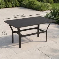 Outsunny Outdoor Side Table with Slatted Tabletop, Metal Patio Coffee Table for Garden, Balcony, Black(m-3)