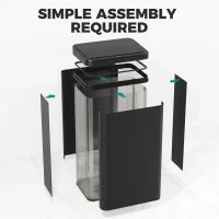HOMCOM 13.2 Gal (50 L) Automatic Garbage Can w/ Soft-Close Lid, Trash Can with Fingerprint Resistant Stainless Steel, Black(m-5)