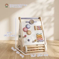 Qaba Wooden Baby Walker, Baby Push Walker w/ Adjustable Speed, Rear Storage for Learning to Walk, Gift for 1.5-3 Years, White(m-3)