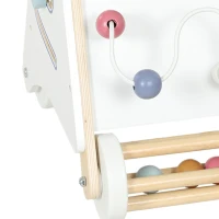 Qaba Wooden Baby Walker, Baby Push Walker w/ Adjustable Speed, Rear Storage for Learning to Walk, Gift for 1.5-3 Years, White(m-12)