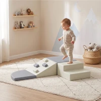 Qaba Soft Play Set, 4-Piece Climbing Blocks for Baby, Indoor Soft Play Toys with PU Leather(m-8)