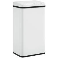 HOMCOM 13.2 Gal (50 L) Automatic Garbage Can w/ Soft-Close Lid, Trash Can with Fingerprint Resistant Stainless Steel, White(m-2)