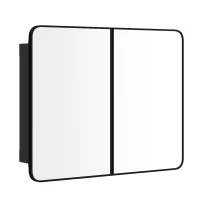 HOMCOM 30 x 24 Inch Bathroom Medicine Cabinet with Mirror, Adjustable Shelves, Wall-Mounted or Recessed, Black(m-9)
