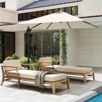 Outsunny 8' x 8' Square Patio Hanging Offset Umbrella with 360° Rotation, Aluminum Outdoor Cantilever Parasol with Crank & Tilt, Sun Canopy Shelter with Cross Base, White(m-9)