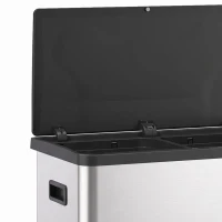HOMCOM Automatic Trash Can, 15.8Gal / 60L Touchless Garbage Can with Dual Compartments, Stainless Steel, Silver(m-9)