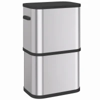 HOMCOM 15.9 Gallon/60 L Garbage Can, Slim Stainless Steel Trash Can with Bag Holder, Soft-Close Lid, Touch-Top Opening, Silver(m-2)