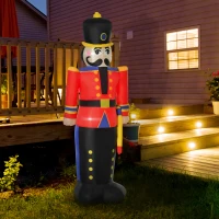 HOMCOM 6 Ft Tall Nutcracker Toy Soldier Outdoor Lighted Airblown Inflatable Christmas Lawn Decoration(m-8)