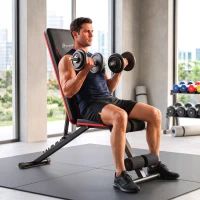 Soozier Adjustable Weight Bench for Home Gym, Foldable Incline Decline Bench Press with Resistance Bands, 7-Position Backrest(m-8)