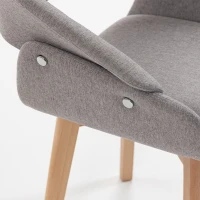 HOMCOM Dining Chairs Linen Fabric Upholstered Ergonomic Kitchen Chairs Beech Wood Legs Set of 2, Light Grey(m-10)