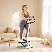 Soozier Twist Stepper Exercise Machine with Adjustable Resistance, LCD Screen - White & Green(m-1)