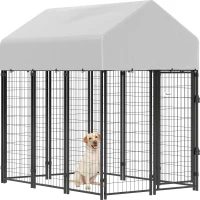 PawHut Outdoor Dog Kennel with Roof, 6' x 4' x 6' Heavy Duty Welded Wire Dog Playpen Enclosure with Escape-proof Lock(m-17)