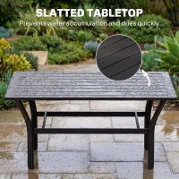 Outsunny Outdoor Side Table with Slatted Tabletop, Metal Patio Coffee Table for Garden, Balcony, Black(m-4)