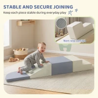Qaba Soft Play Set, 4-Piece Climbing Blocks for Baby, Indoor Soft Play Toys with PU Leather(m-6)