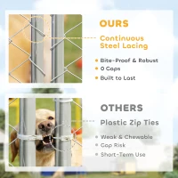 PawHut Dog Kennel Outdoor Dog Run Waterproof UV-Resist Cover Lockable Door Adjustable Bowls 20 x 7.5 x 6.5ft(m-12)