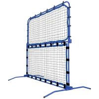 Soozier 3 in 1 Pickleball Net, Foldable Pickle Ball Net with Rebounder, Adjustable Height and Angle, Metal Frame, Blue(m-2)