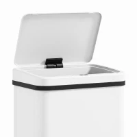 HOMCOM 10.6 Gal (40 L) Automatic Garbage Can w/ Soft-Close Lid, Trash Can with Fingerprint Resistant Stainless Steel, White(m-9)