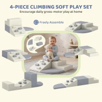 Qaba Soft Play Set, 4-Piece Climbing Blocks for Baby, Indoor Soft Play Toys with PU Leather(m-4)