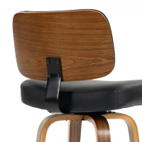 HOMCOM Bar Stools Set of 2 Modern Swivel PU Leather Upholstered Counter Height Bar Chairs, Black(m-11)