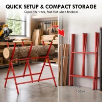 HOMCOM Foldable Saw Horse, Heavy Duty Cutting Stand with Adjustable Height and Width, A-Frame Sawhorse with Locking Buckle(m-6)