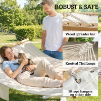 Outsunny Outdoor Hammock 2-Person, with Pillow & Pad, 440 lbs Capacity, Cream White(m-6)