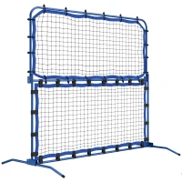 Soozier 3 in 1 Pickleball Net, Foldable Pickle Ball Net with Rebounder, Adjustable Height and Angle, Metal Frame, Blue(m-13)