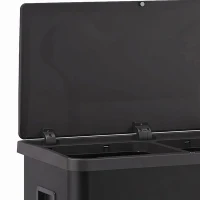 HOMCOM Automatic Trash Can, 15.8Gal / 60L Touchless Garbage Can with Dual Compartments, Stainless Steel, Black(m-9)