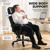 HOMCOM Massage Office Chair with Heat, 400lbs Heavy Duty Desk Chair with Adjustable Headrest, Reclining, Footrest, Black(m-7)