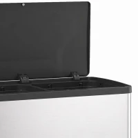 HOMCOM Automatic Trash Can, 15.8Gal / 60L Touchless Garbage Can with Dual Compartments, Stainless Steel, Silver(m-11)