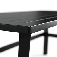 Outsunny Outdoor Side Table with Slatted Tabletop, Metal Patio Coffee Table for Garden, Balcony, Black(m-10)