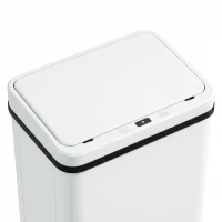 HOMCOM 10.6 Gal (40 L) Automatic Garbage Can w/ Soft-Close Lid, Trash Can with Fingerprint Resistant Stainless Steel, White(m-10)