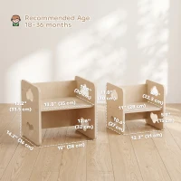 Qaba Montessori Kids Table and Chair Set with 3-Level Heights for 18-36 Months Toddlers, Learning, Play and Mealtime, Natural(m-3)