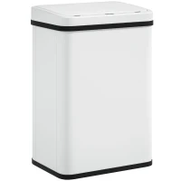 HOMCOM 10.6 Gal (40 L) Automatic Garbage Can w/ Soft-Close Lid, Trash Can with Fingerprint Resistant Stainless Steel, White(m-2)