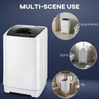 HOMCOM Compact Washer, Portable Washing Machine, Full Automatic Washer with 8 Programs and 6 Water Levels, White(m-10)