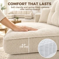 HOMCOM Sectional Sofa Bed, 113" U Shaped Pull Out Sleeper Sofa Bed with Dual Storage Chaises, Wide and Deep Seat, Beige(m-7)