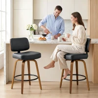 HOMCOM Bar Stools Set of 2 Modern Swivel PU Leather Upholstered Counter Height Bar Chairs, Black(m-8)