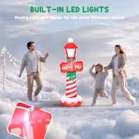 Outsunny 6FT Christmas Inflatable Decoration, Inflatable Lighthouse Xmas Blow Up Decor with LED Lights for Yard, Lawn, Garden(m-4)