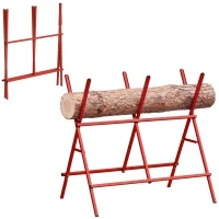 HOMCOM Foldable Saw Horse, Heavy Duty Cutting Stand with Adjustable Height and Width, A-Frame Sawhorse with Locking Buckle(m-12)