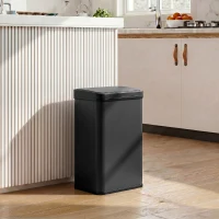 HOMCOM 10.6 Gal (40 L) Automatic Garbage Can w/ Soft-Close Lid, Trash Can with Fingerprint Resistant Stainless Steel, Black(m-8)