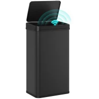 HOMCOM 13.2 Gal (50 L) Automatic Garbage Can w/ Soft-Close Lid, Trash Can with Fingerprint Resistant Stainless Steel, Black(m-13)