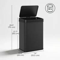 HOMCOM 10.6 Gal (40 L) Automatic Garbage Can w/ Soft-Close Lid, Trash Can with Fingerprint Resistant Stainless Steel, Black(m-3)
