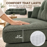 HOMCOM Sectional Sofa Bed, 113" U Shaped Pull Out Sleeper Sofa Bed with Dual Storage Chaises, Wide and Deep Seat, Green(m-7)