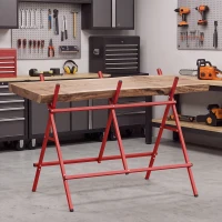 HOMCOM Foldable Saw Horse, Heavy Duty Cutting Stand with Adjustable Height and Width, A-Frame Sawhorse with Locking Buckle(m-1)