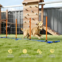 PawHut Dog Agility Training Equipment Adjustable Poles for Dog Agility Course with Carry Bag(m-6)