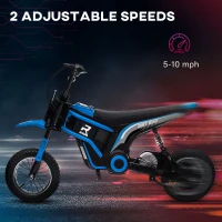 Aosom 24V 350W Electric Dirt Bike Up to 10 MPH w/ Twist Grip Throttle, Blue(m-5)
